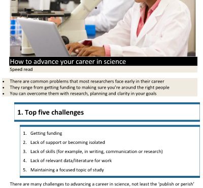 How to advance your career in science