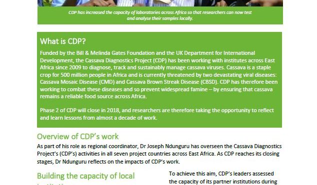 Cassava Diagnostics Project impacts: overview