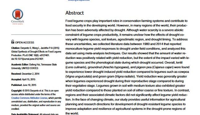 Global synthesis of drought effects on food legume production