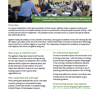 AgShare impact story 2: an example of impact and institutional change: training in scientific writing at KSUSTA, northern Nigeria