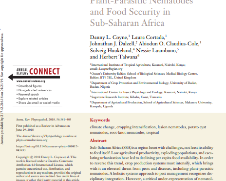 Plant-parasitic nematodes and food security in sub-Saharan Africa