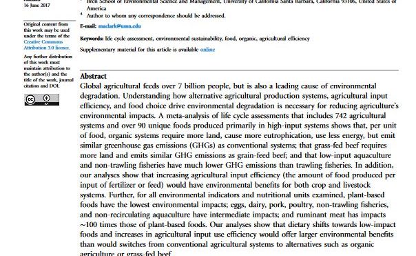 Comparative analysis of environmental impacts of agricultural production systems, agricultural input efficiency and food choice