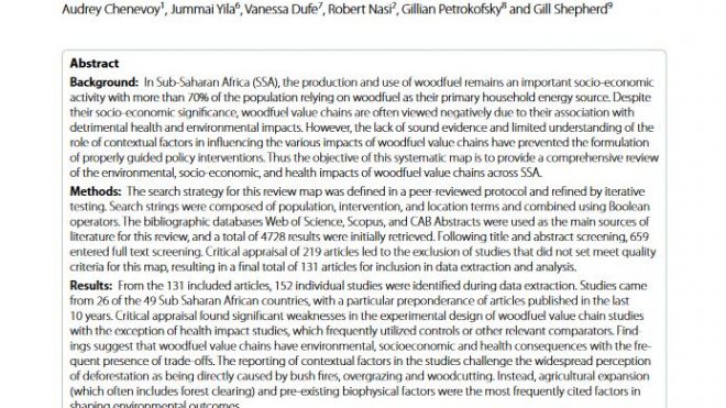 The environmental, socio-economic, and health impacts of wood fuel value chains in sub-Saharan Africa: a systematic map